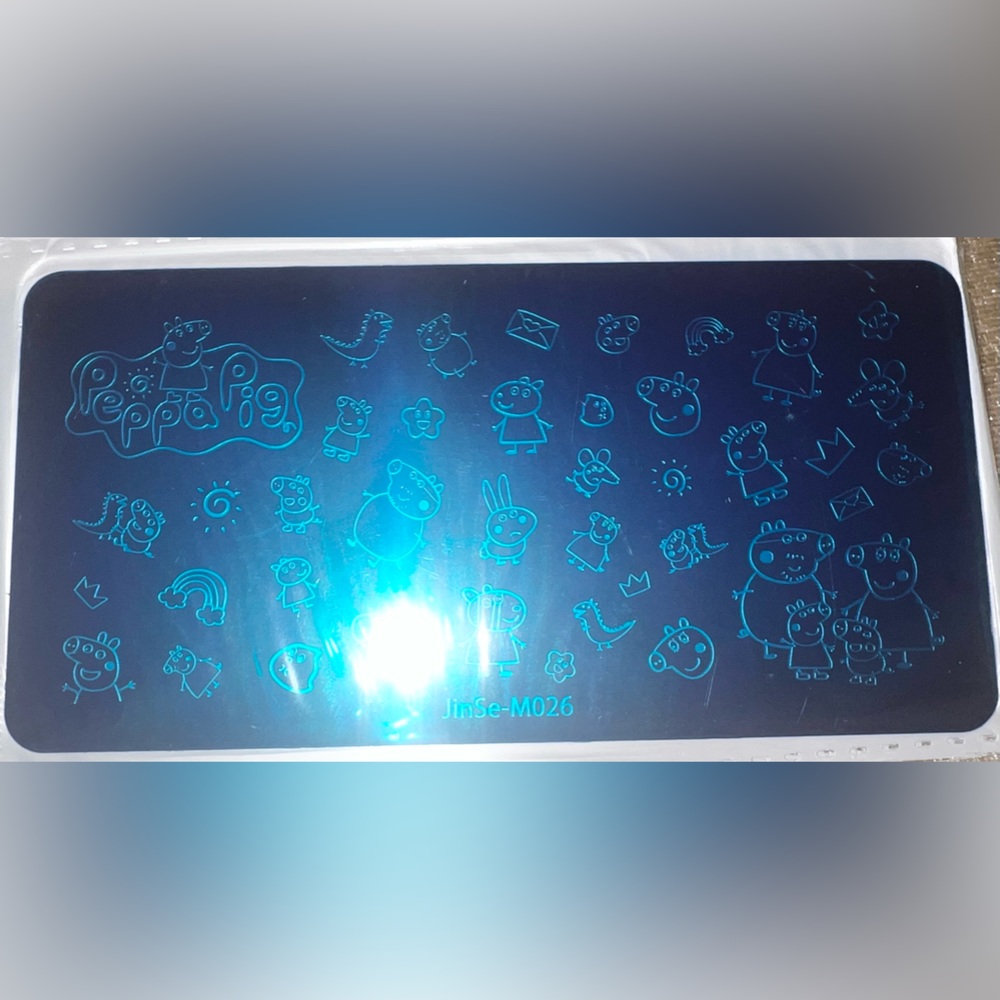 $5 PIG NAIL STAMPING PLATE. STAINLESS STEEL WITH PLASTIC BASE. NEW. $5 IF BUNDLE - Picture 3 of 14